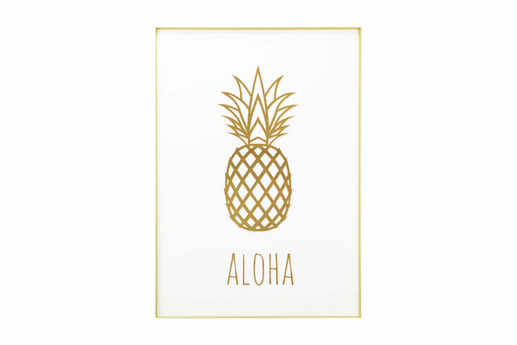 3D Acryl Wandbild Goldene Ananas von KunstLoft