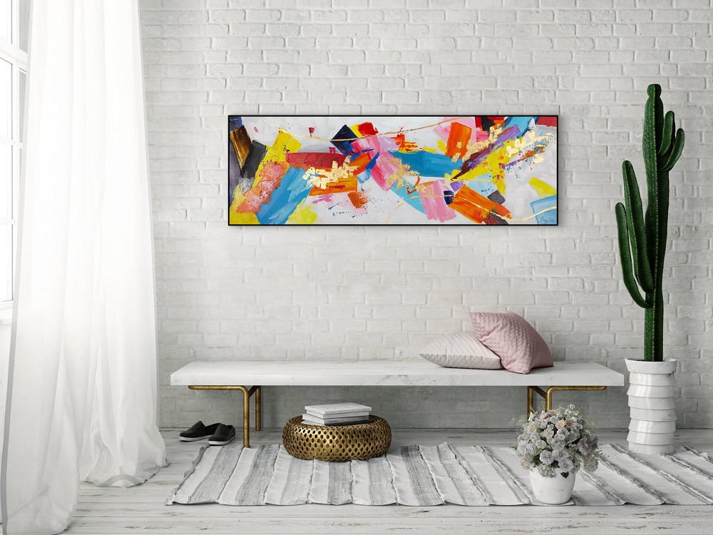 knallige Farben auf einem Bild im Wohnzimmer