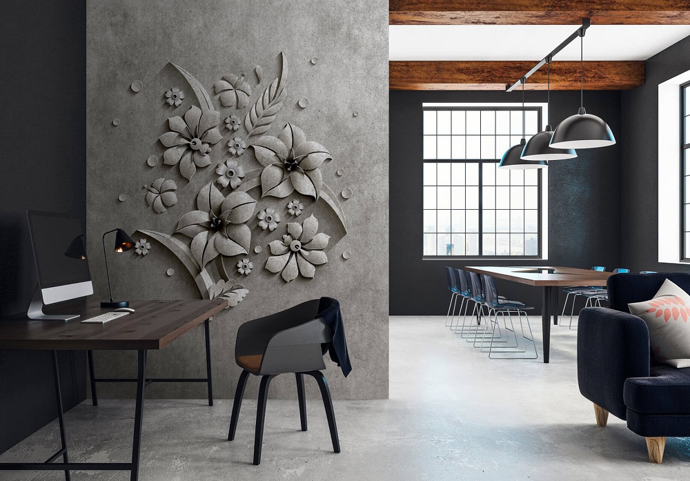 Blumentapete als Deko-Idee fürs Büro