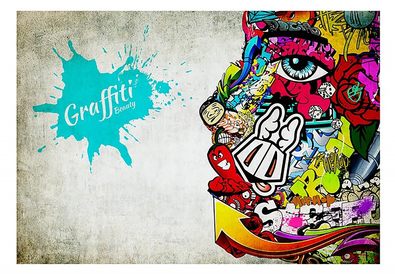 Graffiti-Tapete mit Frau