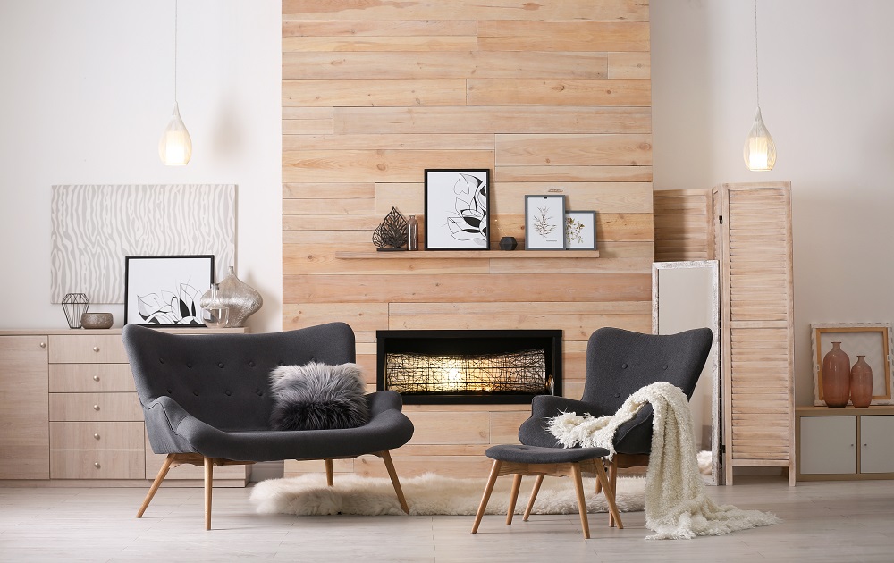 Bilder Skyline auf einem Regal im Wohnzimmer