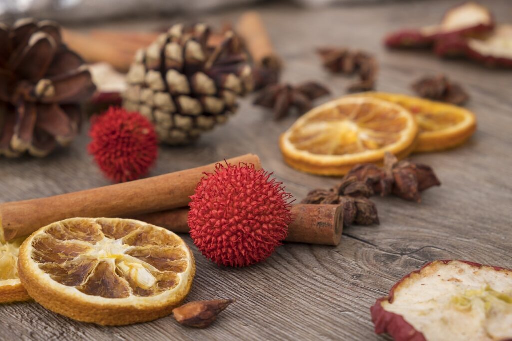 Weihnachten Winter Deko Orangen Zimt