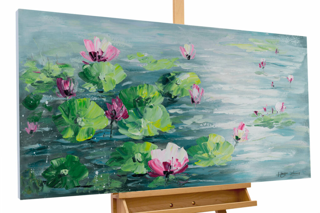 Seerosen Monet Blumen handgemalt Gemälde