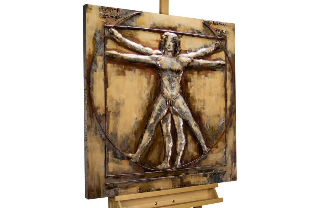 Metallbild 3D Vitruvian Man of Iron