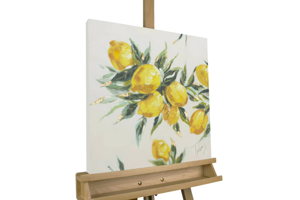 Handgemaltes Acrylbild 'Früchte des Südens' Gelb Zitronen Sommer