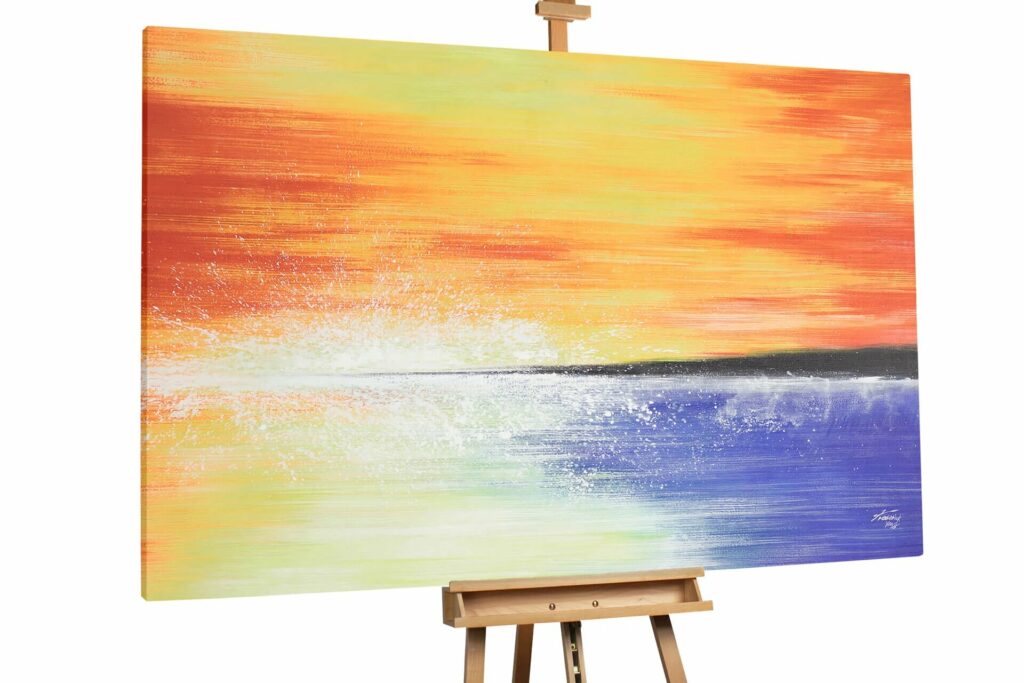 XXL Öl Gemälde 'Am roten Himmel' handgemalt Sonnenuntergang Meer