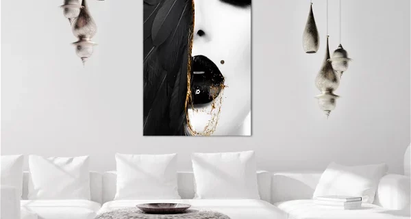 eine schwarz-weiße Kunstdruck auf Leinwand Angel's Look Vertical