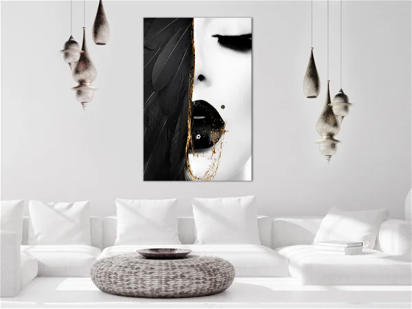 eine schwarz-weiße Kunstdruck auf Leinwand Angel's Look Vertical
