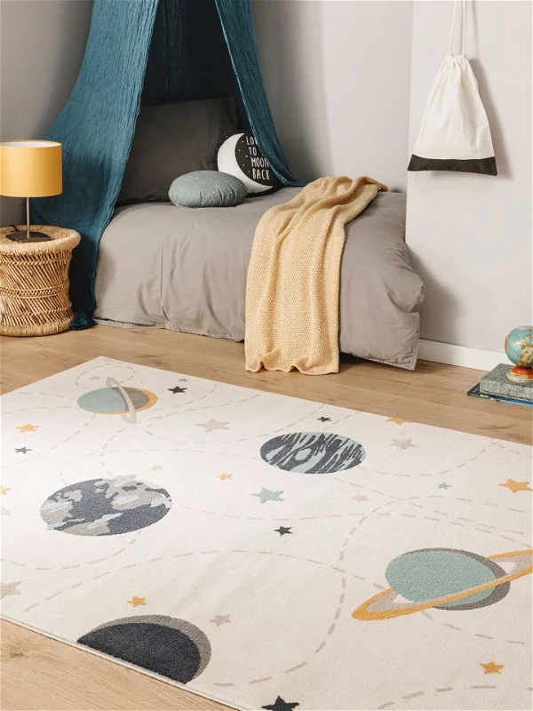 Kinderteppich mit Planetenmotiven