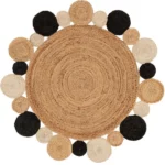 Design Juteteppich Jutta Hellbraun Schwarz