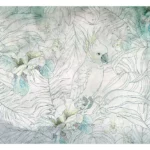 eine Tapete mit einem Kakadu und Blättern