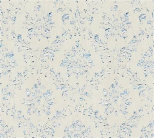 Eine Blumentapete mit blauen Ornamenten