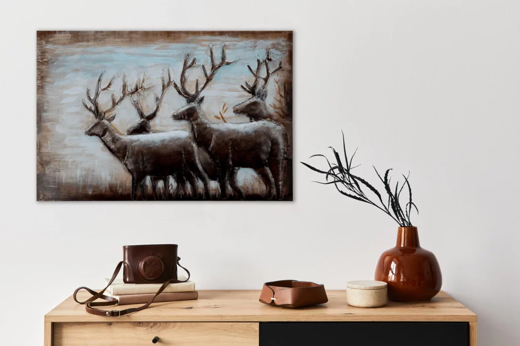 metallbild 3d draussen im wald
