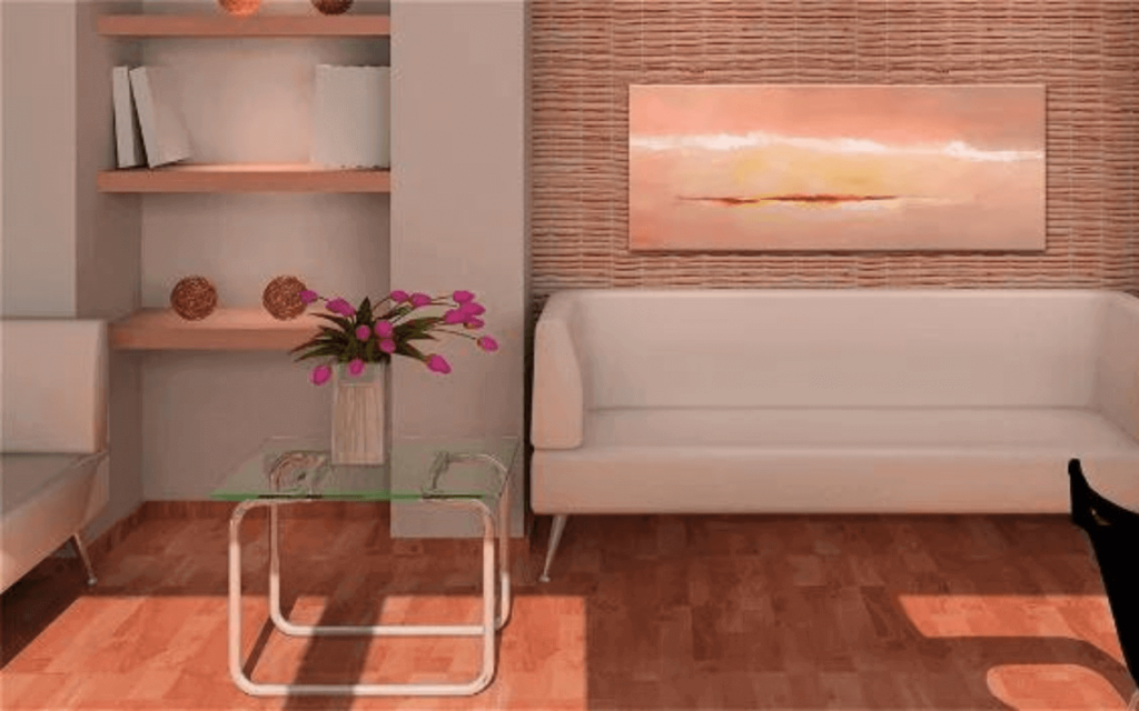 Ein Wandgemälde mit Peach Fuzz Farbe