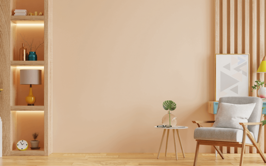 Peach fuzz color in interior design