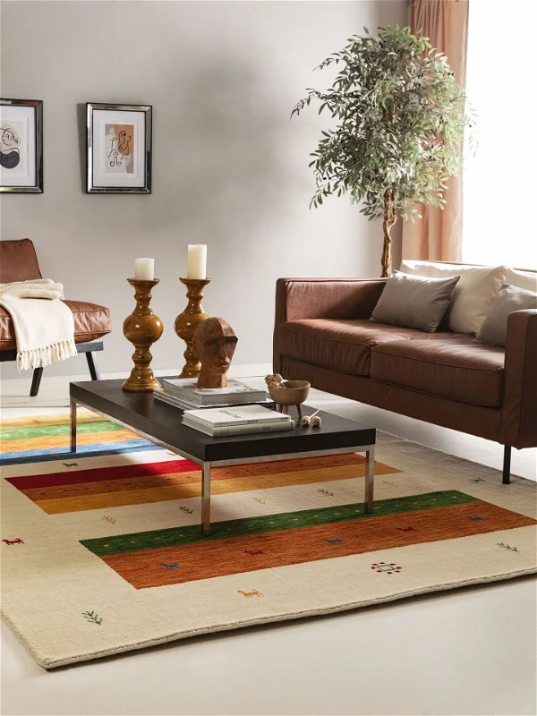 Design Wollteppich Jamal Bunt Beige
