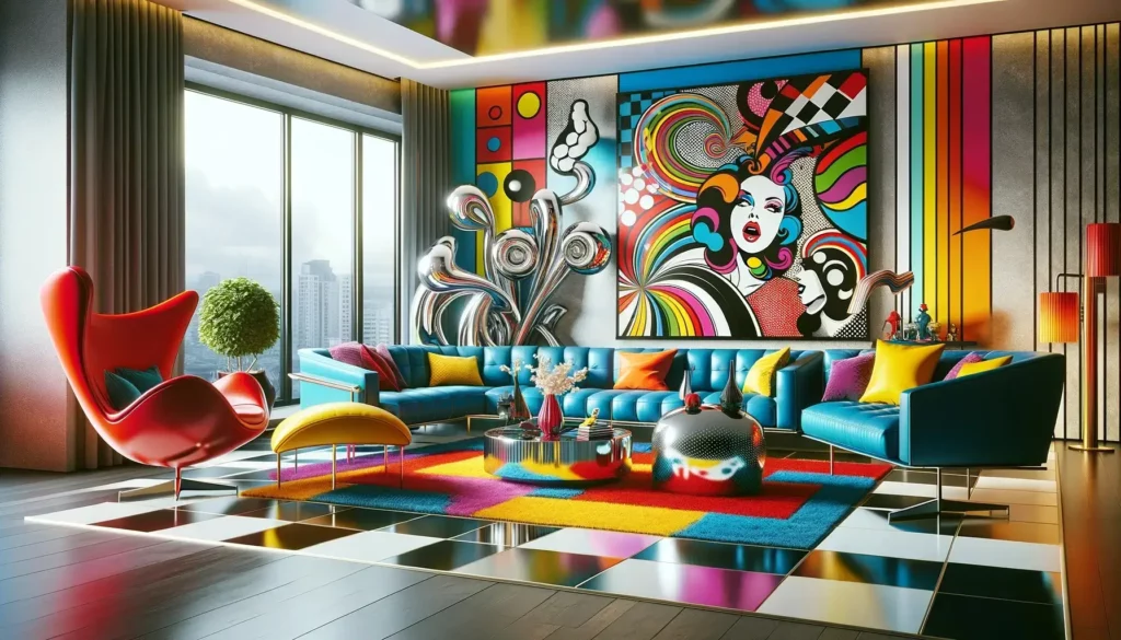 wohnszenen mit pop art zeitgenössischer design stil