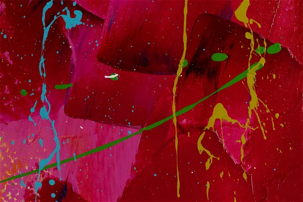 Abstrakte Kunst in rosa gelb blau Regenbogen moderne Acrylmalerei von Kenneth Zeng