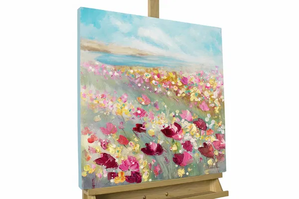 Handgemaltes Gemälde 'Herbaceous Poppy' 60x60cm
