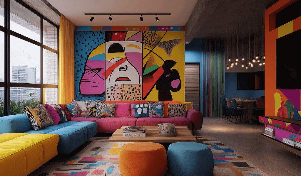 Pop Art Inspirierte Dekoration und Tapete im Wohnzimmer Bild