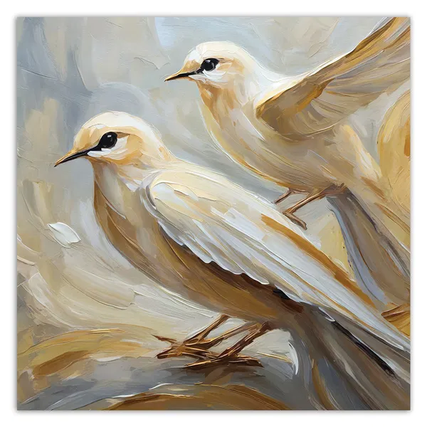 Kunstdruck auf Leinwand 'Pair of Ivory Doves'