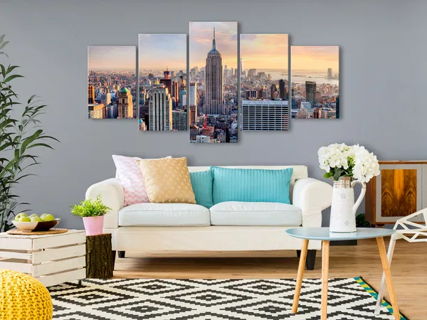 Kunstdruck auf Leinwand 'Sunny Metropolis (5-teilig) Wide'