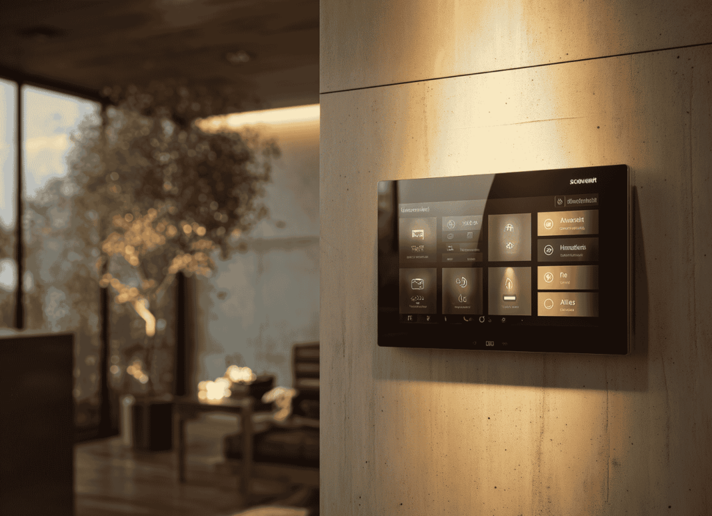 Smart-Home-Lichtsteuerung an der Wand – moderne Technologie im Zuhause