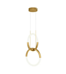 Goldene Pendelleuchte mit zwei Leuchtringen – luxuriöse Innenbeleuchtung