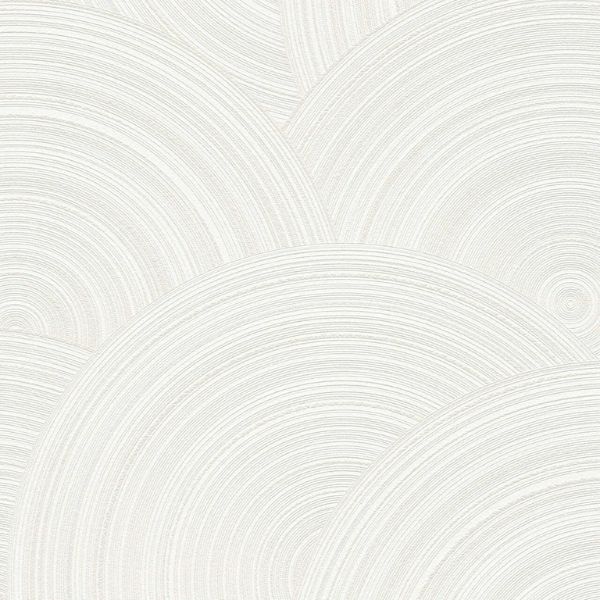 Elegante weiße Tapete mit geschwungenem Linienmuster für ein modernes und harmonisches Raumdesign