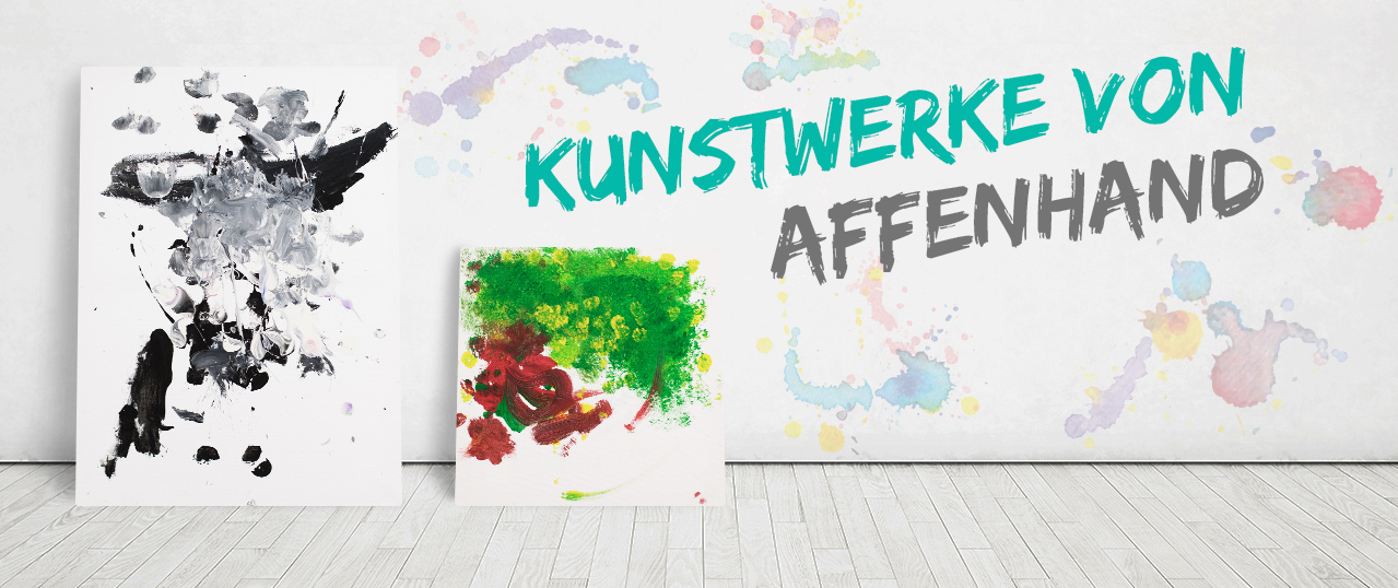 Tierisch gute Kunstwerke Affen Affenbilder Affenkunst Kunst Kunstwerke Tiere malen Zoo Weihnachtsaktion Kunstloft handgemalt Bild Gemälde Affenhand