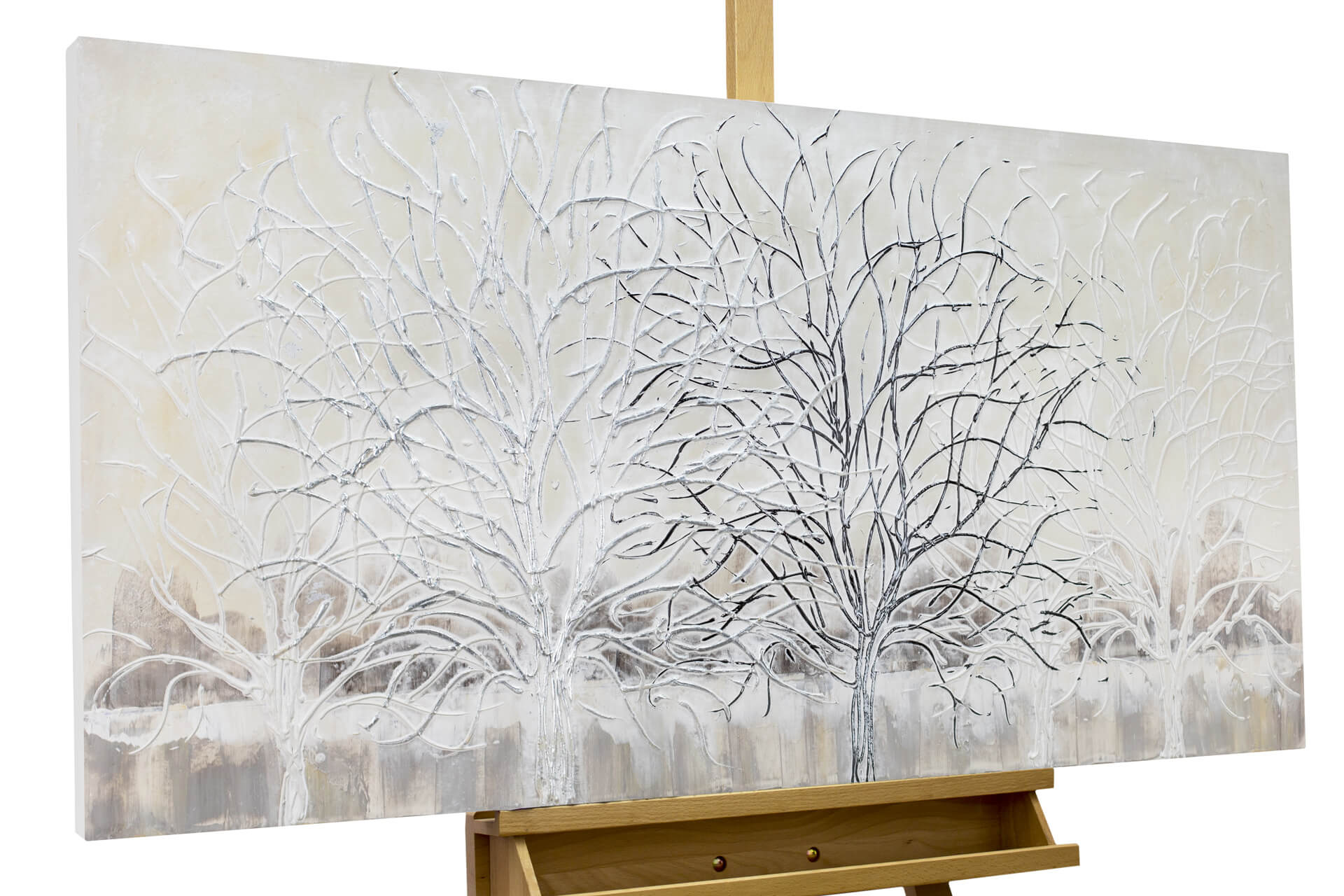 Gemälde handgemalt Bild Baum Landschaft Winter Schnee