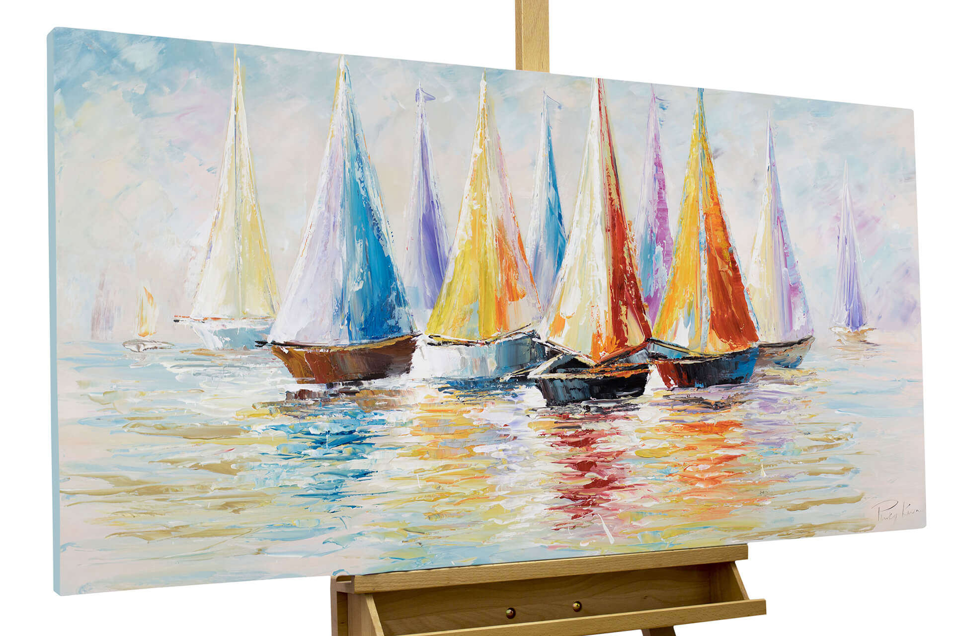Handgemaltes Gemälde Rainbow Regatta