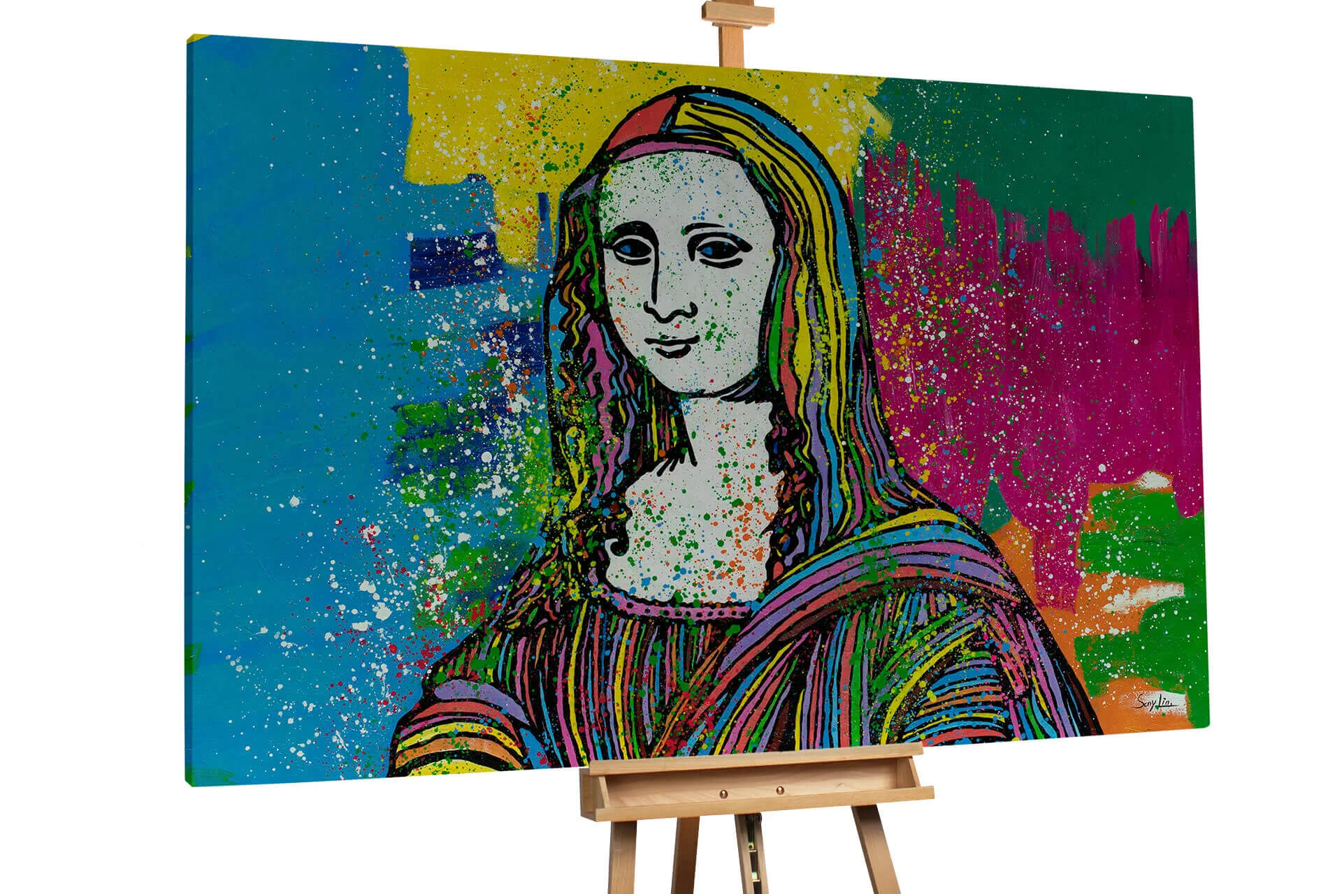 Mona Lisa modern handgemalt Gemälde Bunt