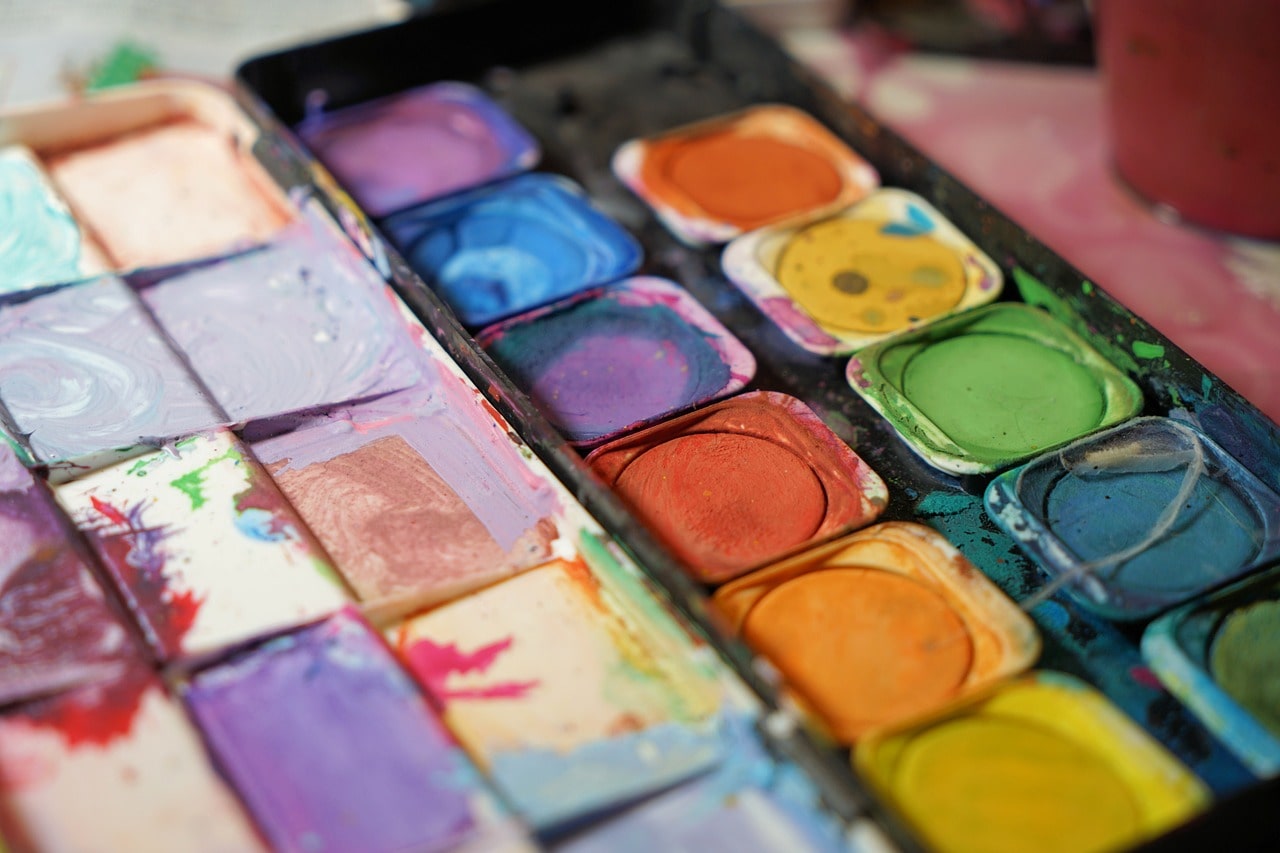 Aquarell Farbgefäße