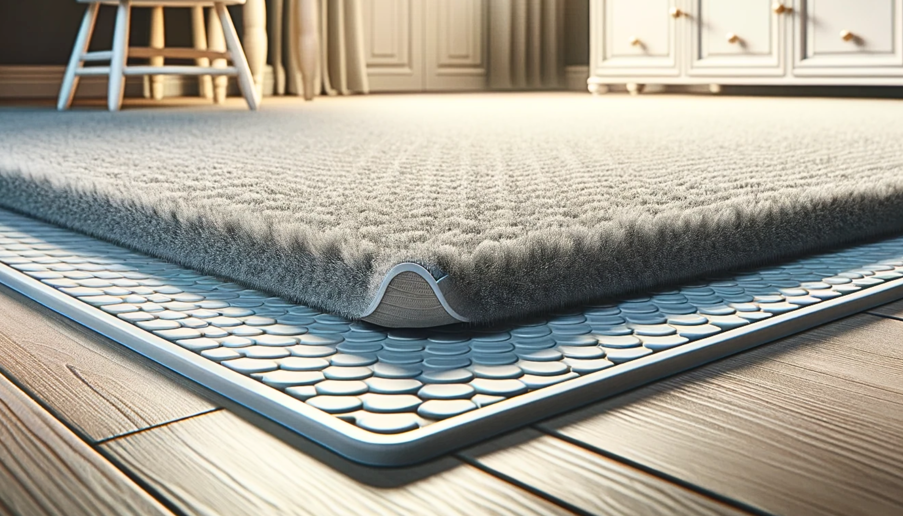 Eine Anti-Klipp-Unterlage unter dem Teppich