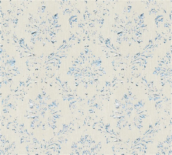 Eine Blumentapete mit blauen Ornamenten