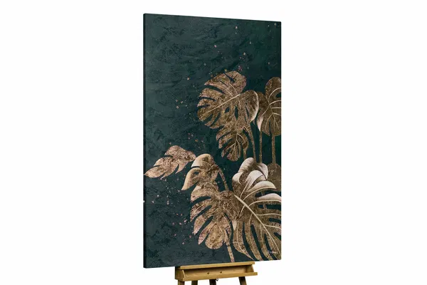 XXL Öl Gemälde 'Golden Monstera'